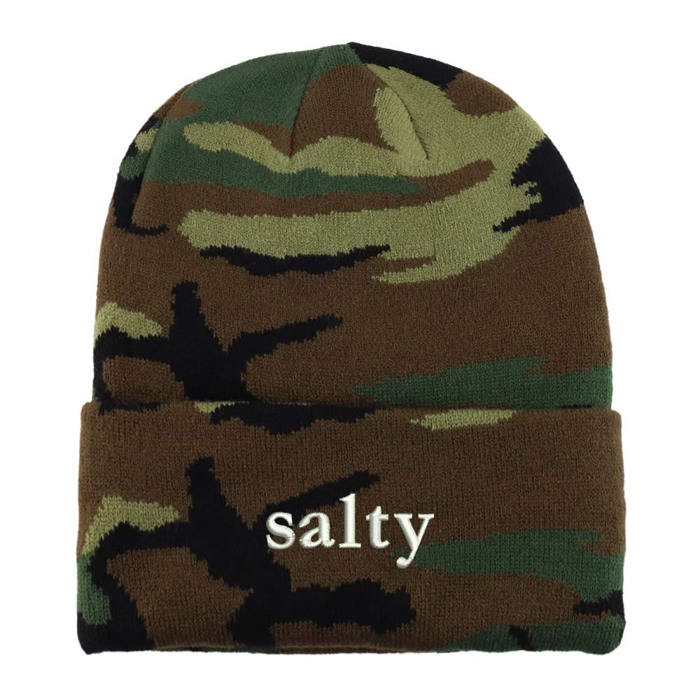 Trendy Apparel Shop Salty Embroidered Made in USA Camo Beanie