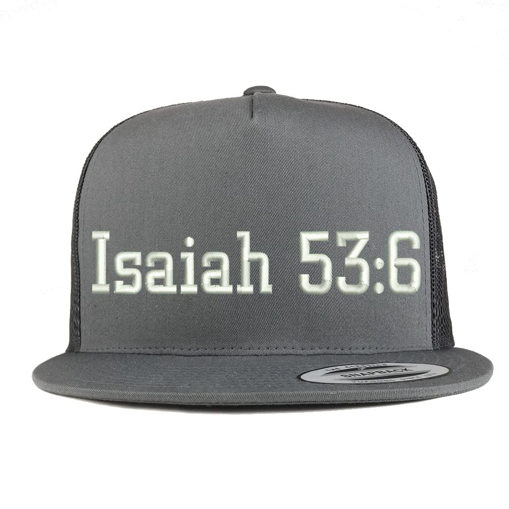 Trendy Apparel Shop Isaiah 53:6 5 Panel Flatbill Trucker Cap