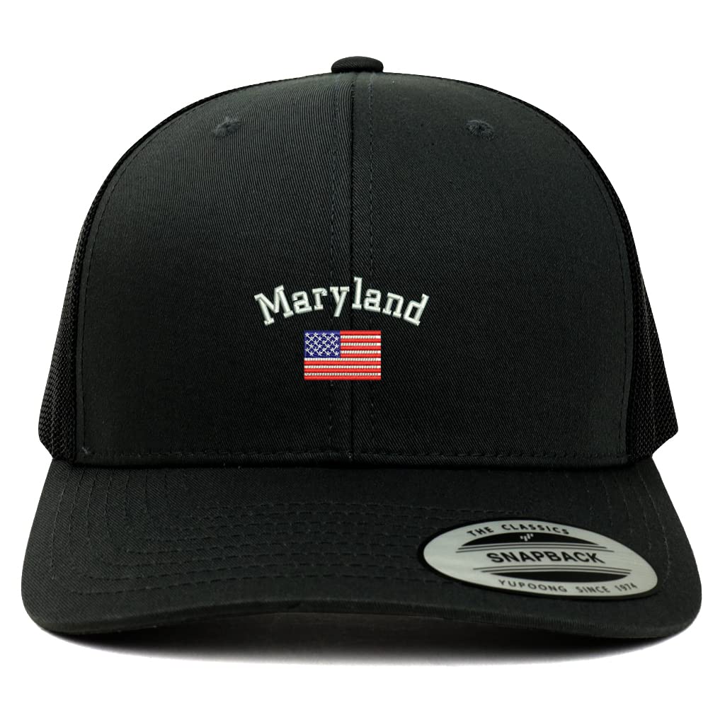Trendy Apparel Shop Maryland USA Flag 6 Panel Trucker Mesh Cap