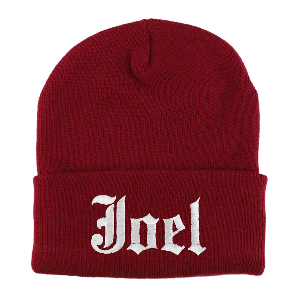 Trendy Apparel Shop Joel Old English Embroidered Long Cuff Beanie