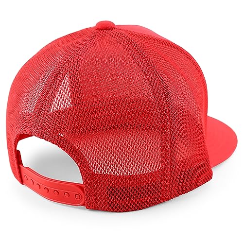Trendy Apparel Shop Plain Structured 5 Panel Mesh Back Flat Bill Snapback Cap
