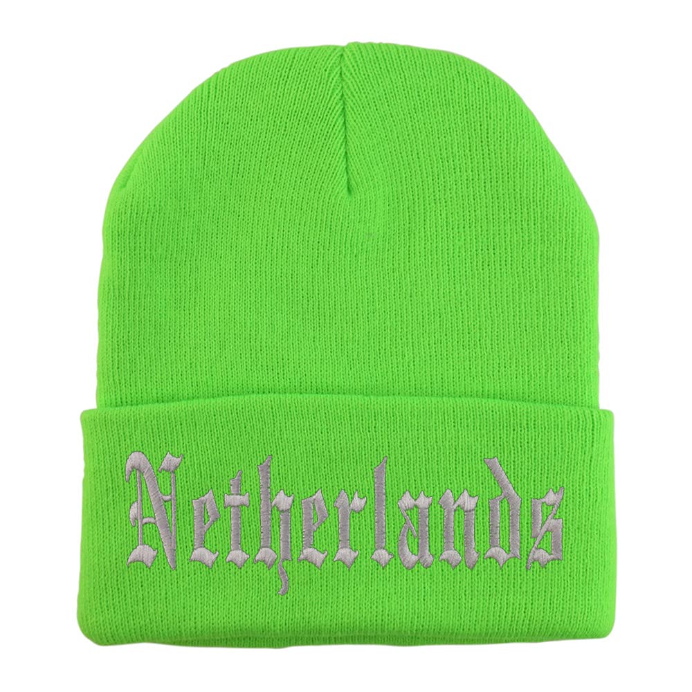 Trendy Apparel Shop Netherlands Old English Embroidered Long Cuff Beanie