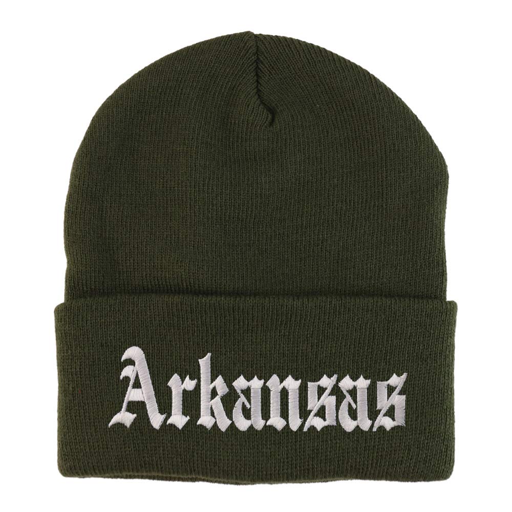 Trendy Apparel Shop Arkansas State Old English Embroidered Long Cuff Beanie