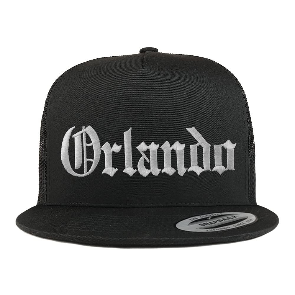 Trendy Apparel Shop Orlando Old English 5 Panel Flatbill Trucker Cap