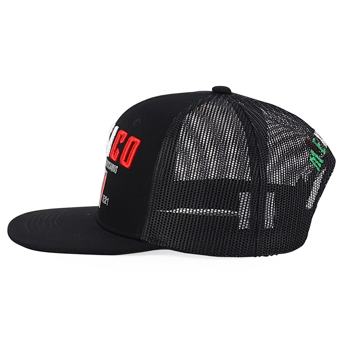 Trendy Apparel Shop 6 Panel Structured 3D Mexico Embroidered Flatbill Snapback Turcker Cap