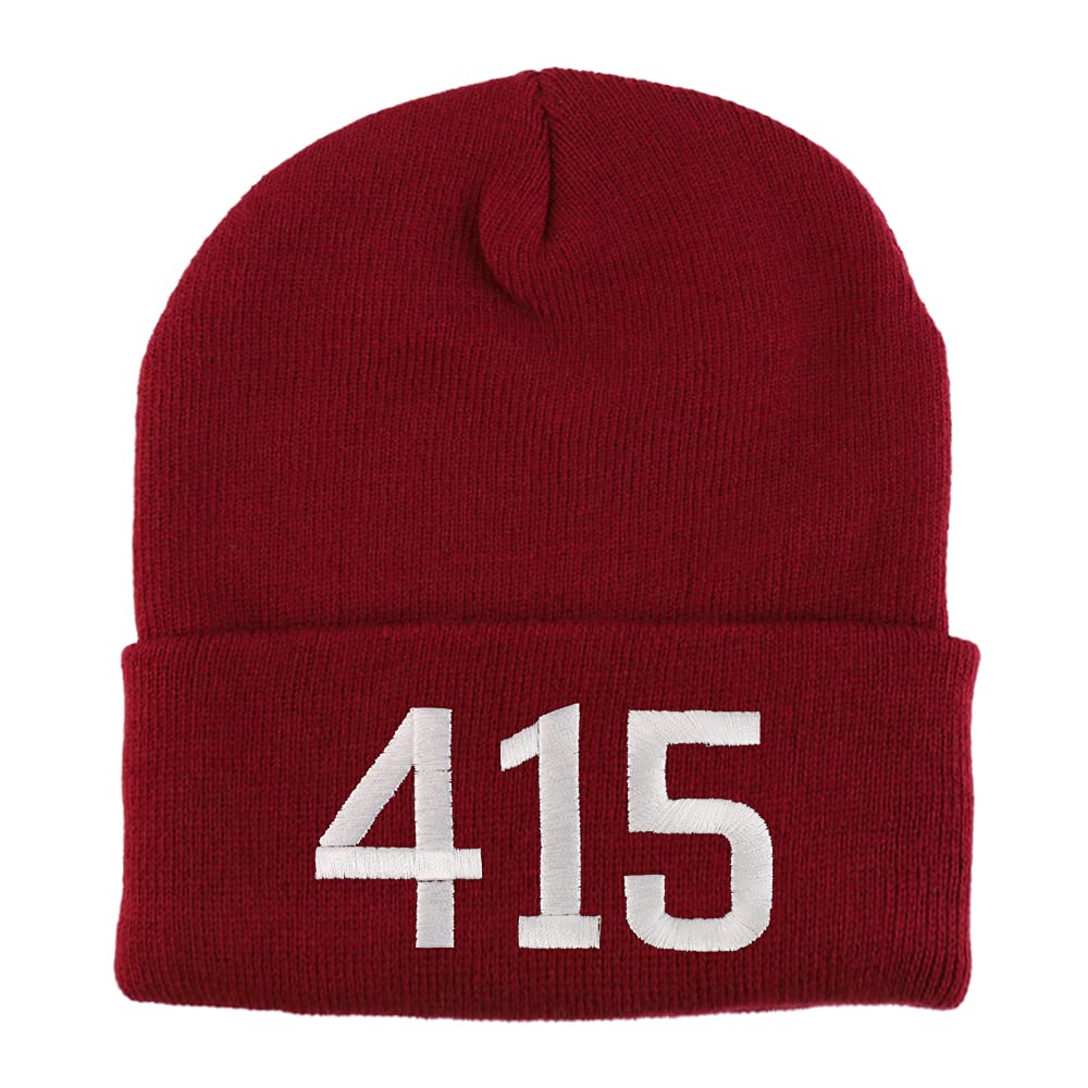 Trendy Apparel Shop 414 San Francisco CA Old English Embroidered Long Cuff Beanie