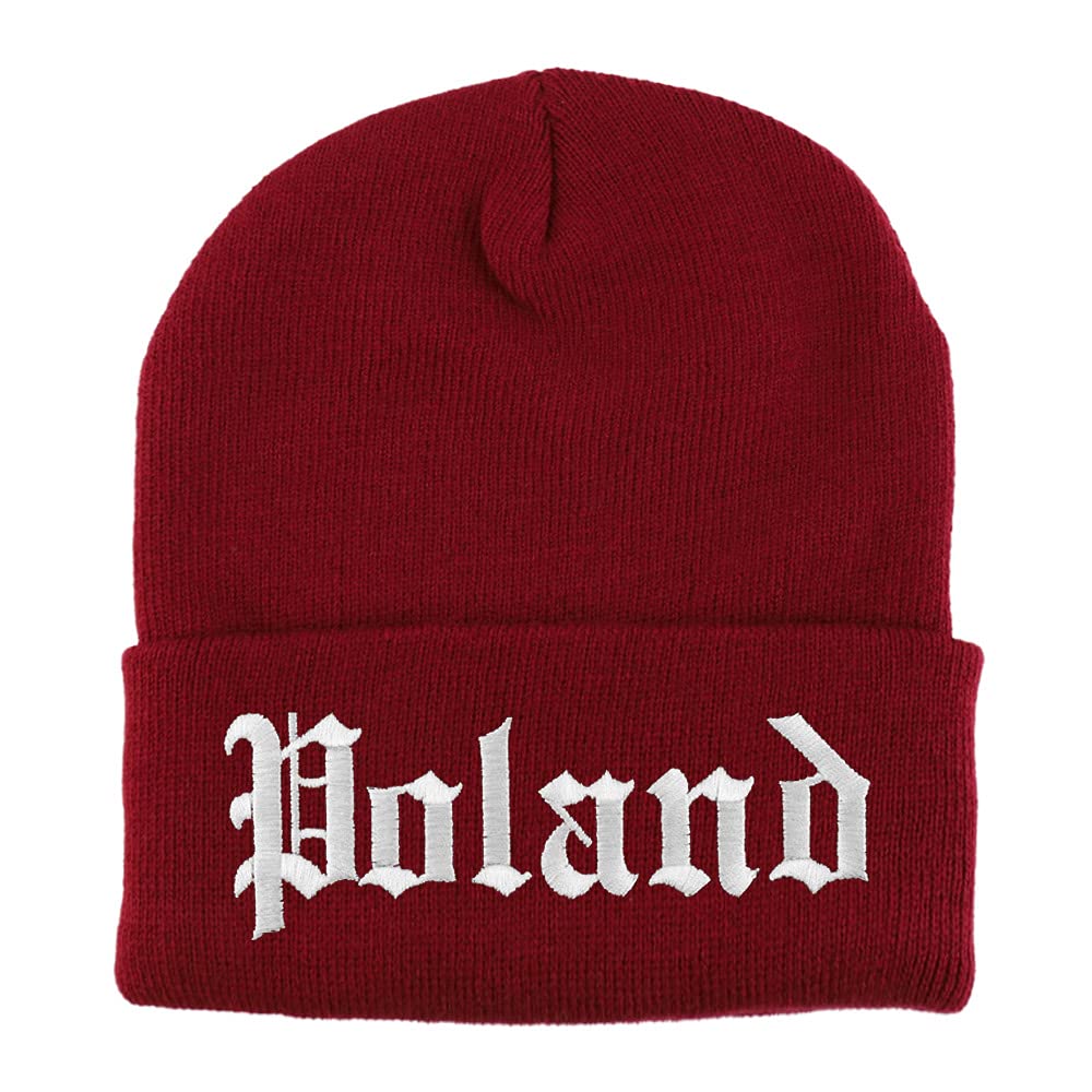 Trendy Apparel Shop Poland Old English Embroidered Long Cuff Beanie