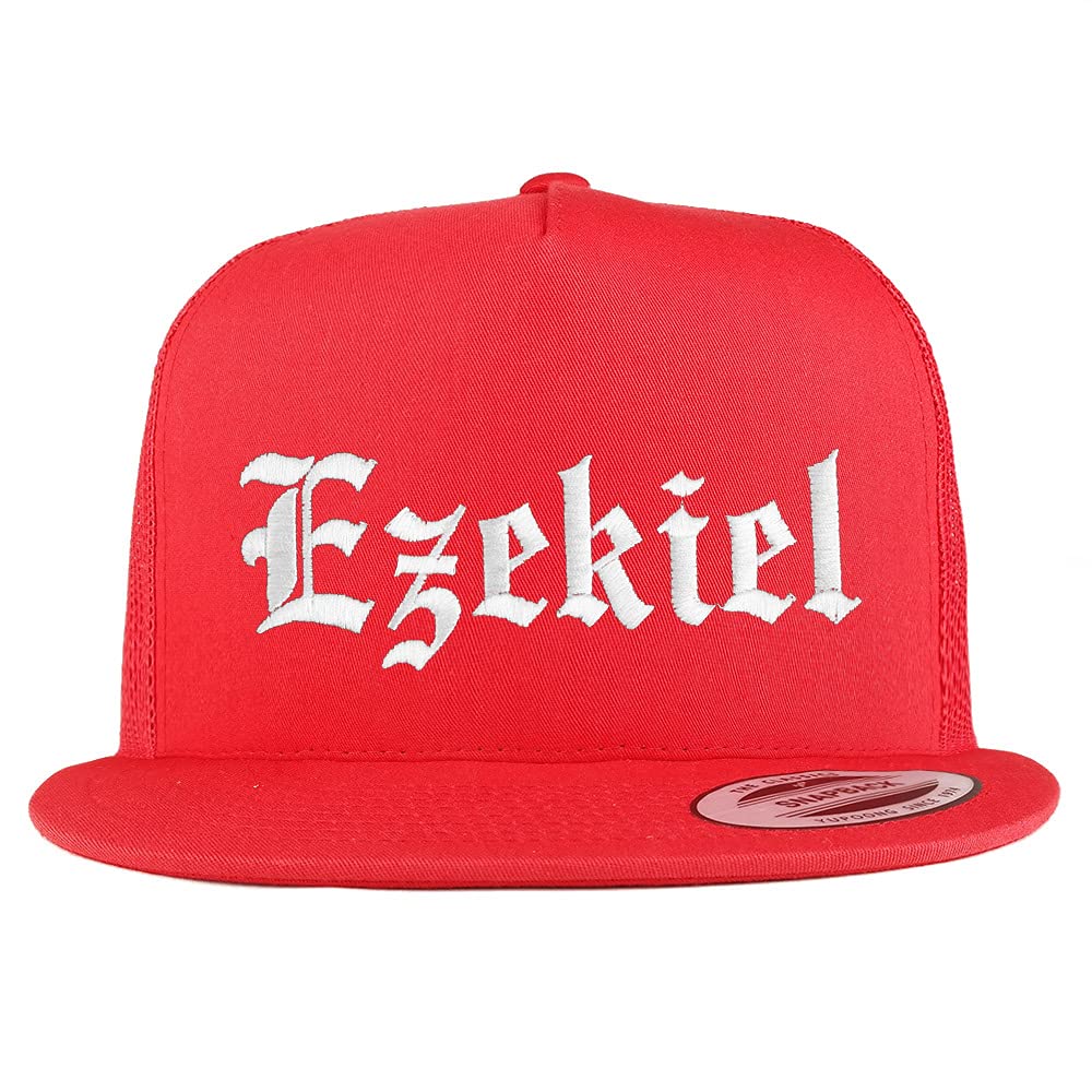 Trendy Apparel Shop Ezekiel Old English 5 Panel Flatbill Trucker Cap