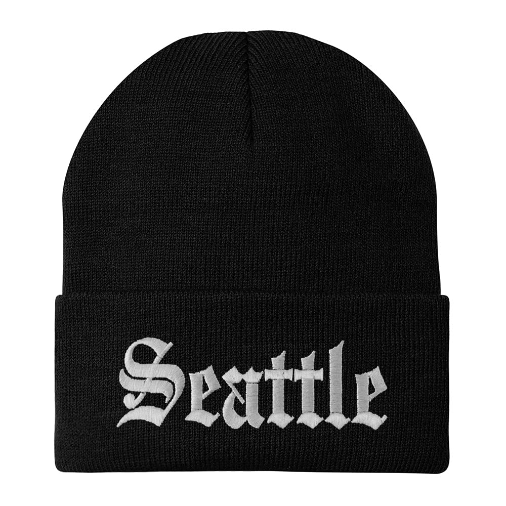 Trendy Apparel Shop Seattle Old English Embroidered Long Cuff Beanie