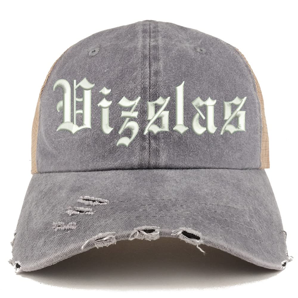 Trendy Apparel Shop Old English Vizslas Frayed Bill Trucker Mesh Back Cap