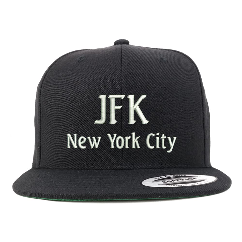 Trendy Apparel Shop JFK New York City Embroidered Flatbill Snapback