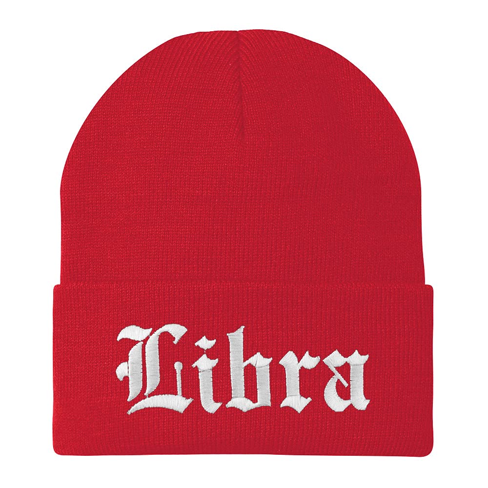 Trendy Apparel Shop Libra Old English Embroidered Long Cuff Beanie