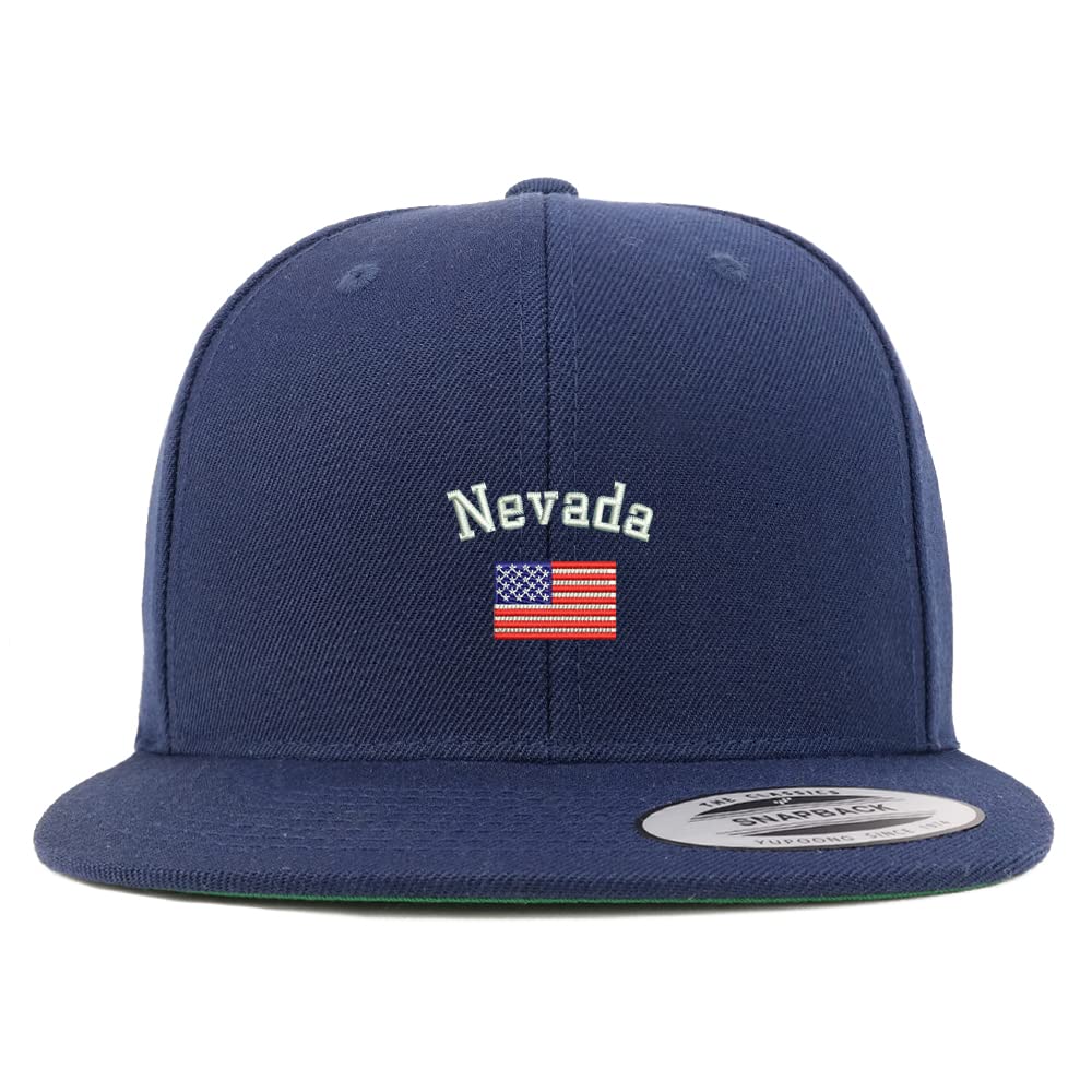 Trendy Apparel Shop Nevada USA Flag Embroidered Flatbill Snapback