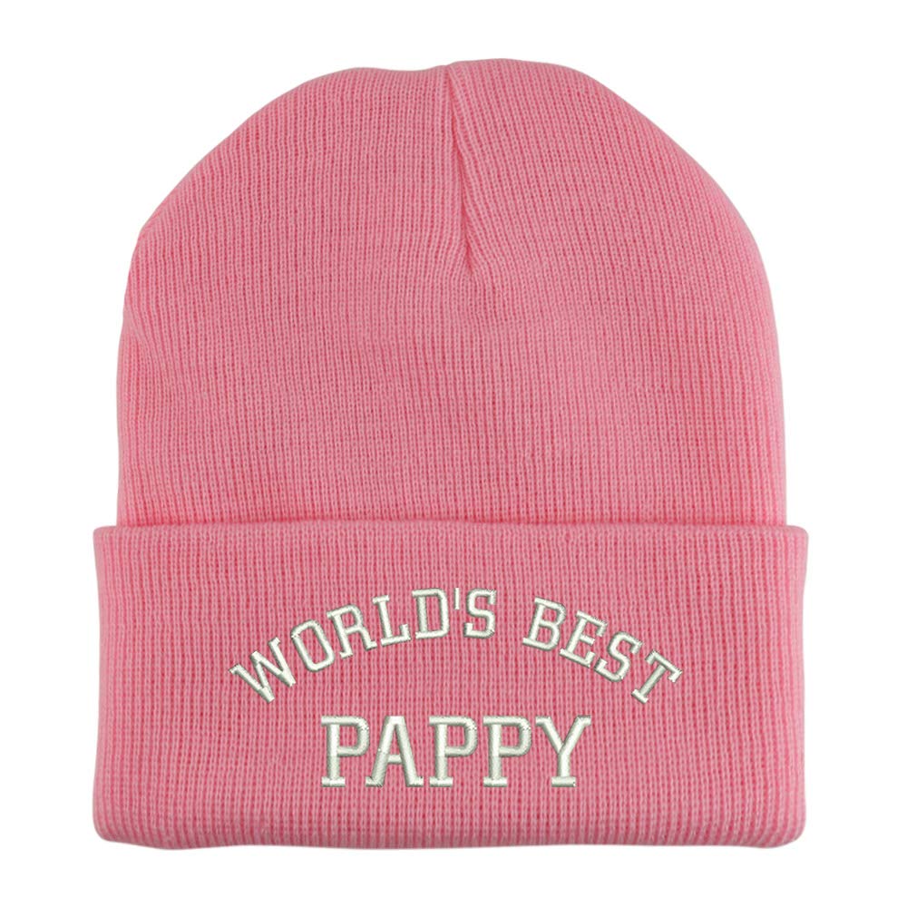 Trendy Apparel Shop World's Best Pappy Embroidered Made in USA Cuff Folded Acylic Knit Winter Beanie Hat