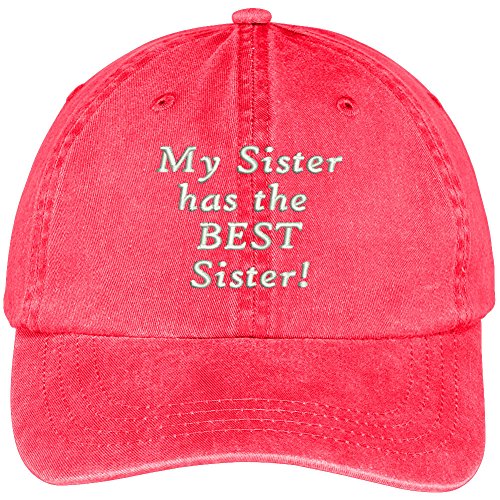 Trendy Apparel Shop My Sister Has The Best Sister Embroidered Washed Cotton Cap