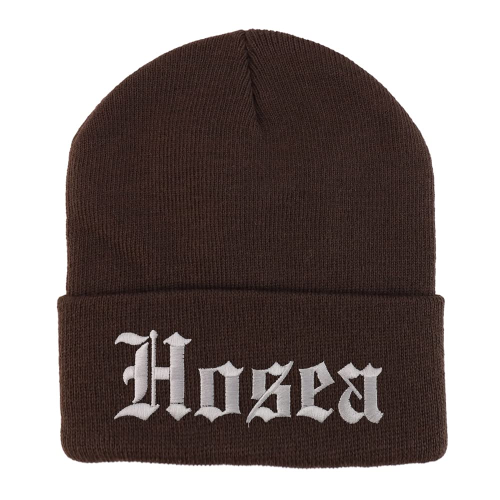 Trendy Apparel Shop Hosea Old English Embroidered Long Cuff Beanie