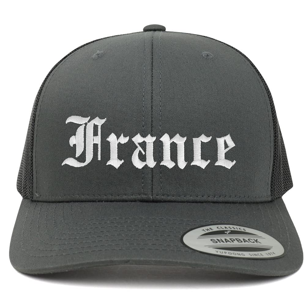 Trendy Apparel Shop France Old English 6 Panel Trucker Mesh Cap