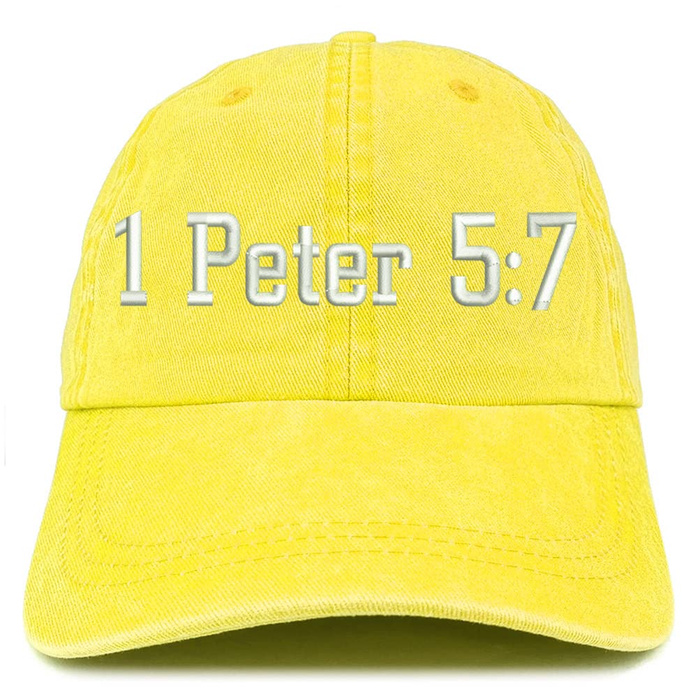 Trendy Apparel Shop 1 Peter 5:7 Washed Pigment Dyed Baseball Cap