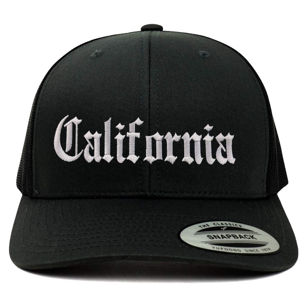 Trendy Apparel Shop California State Old English 6 Panel Trucker Mesh Cap