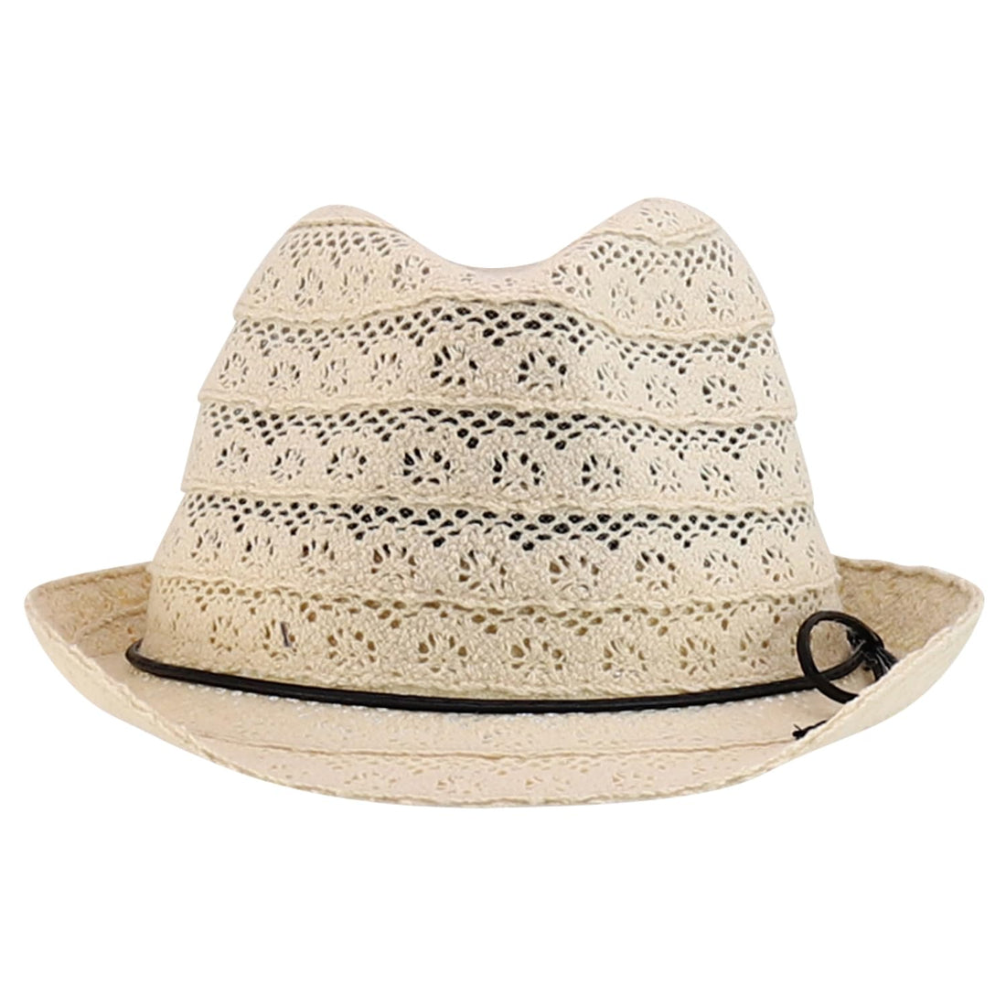 Trendy Apparel Shop Youth Size Girl's Cotton Lace Black Tie Fedora Hat