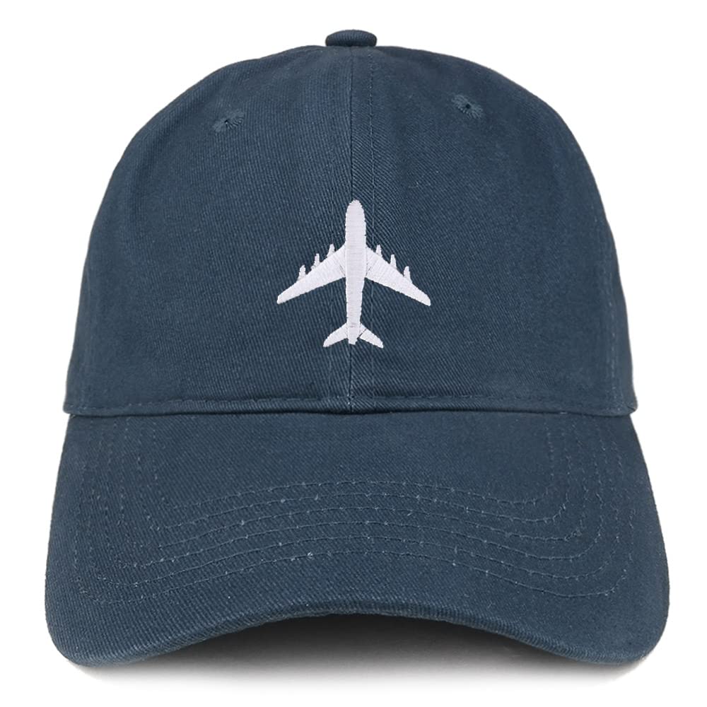 Trendy Apparel Shop Aircraft Jumbo Jet Embroidered Low Profile Soft Cotton Baseball Cap