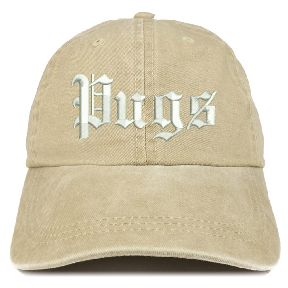 Trendy Apparel Shop Old English Pugs Washed Pigment Dyed Baseball Cap