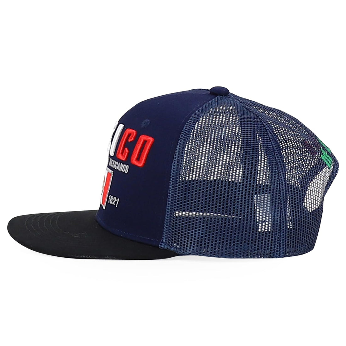 Trendy Apparel Shop 6 Panel Structured 3D Mexico Embroidered Flatbill Snapback Turcker Cap