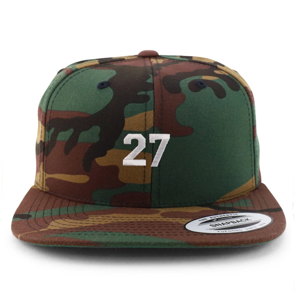 Trendy Apparel Shop Small Number 27 Embroidered Flatbill Snapback