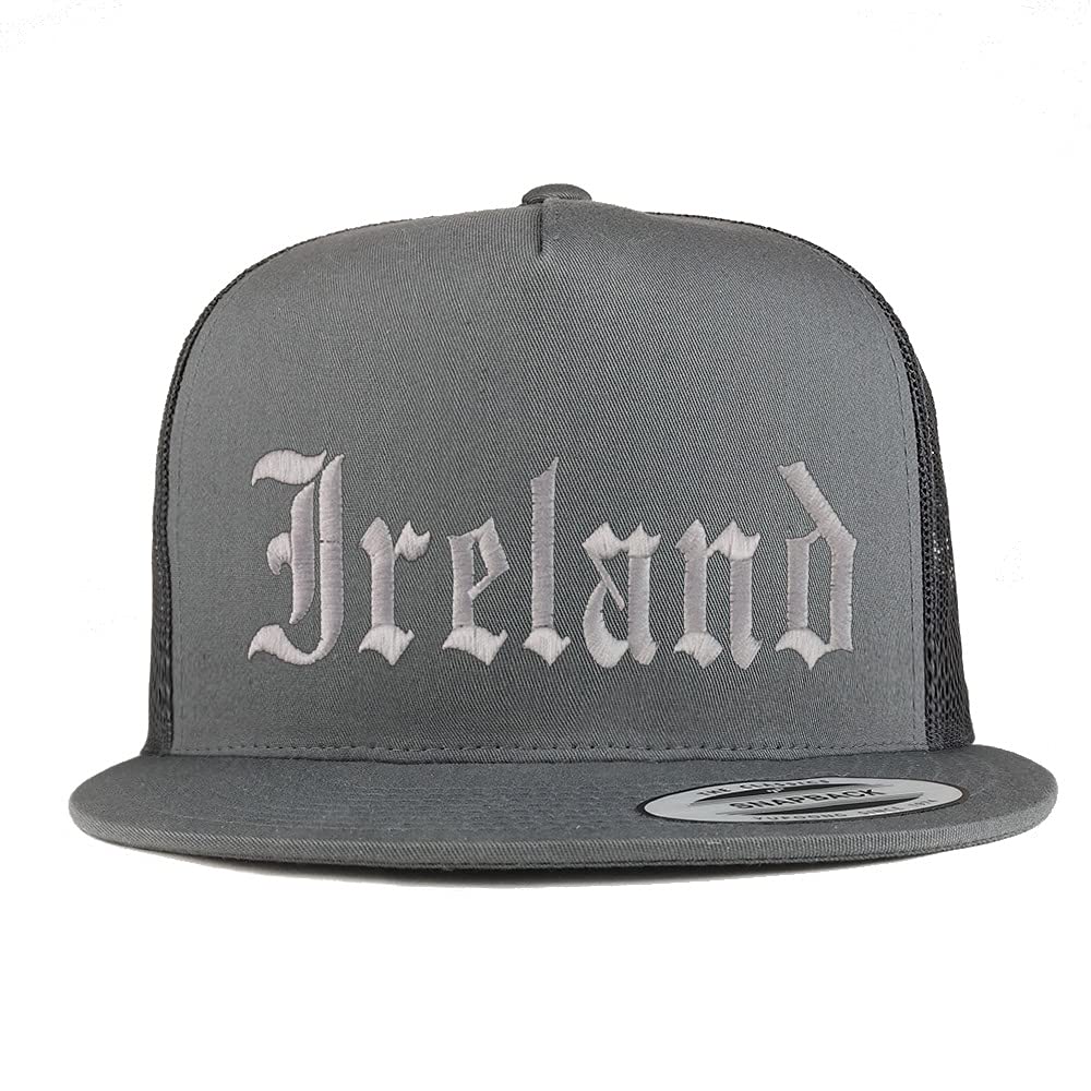 Trendy Apparel Shop Ireland Old English 5 Panel Flatbill Trucker Cap