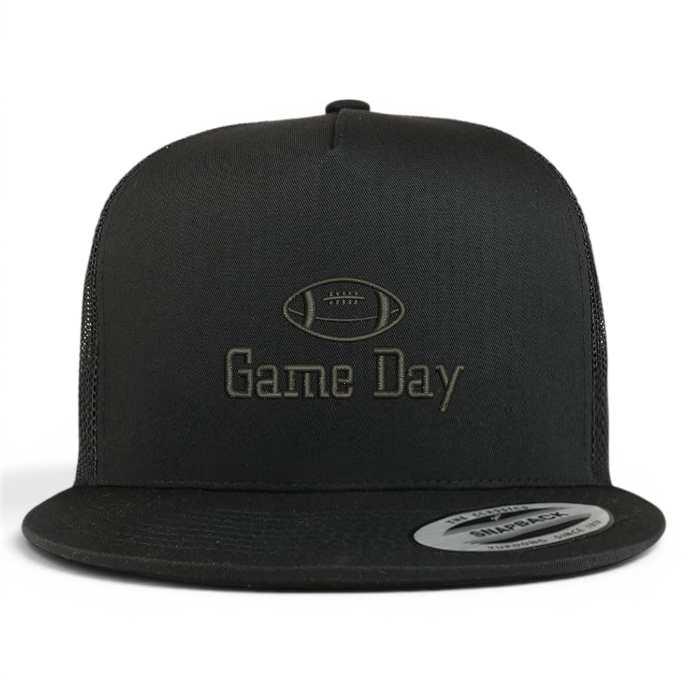 Trendy Apparel Shop Football Game Day Embroidered 5 Panel Flatbill Trucker Mesh Cap