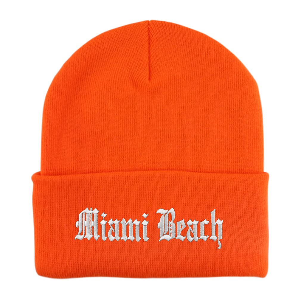 Trendy Apparel Shop Miami Beach Old English Embroidered Long Cuff Beanie