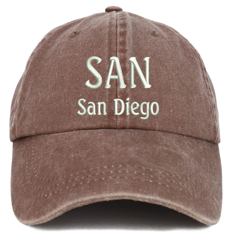 Trendy Apparel Shop SAN San Diego Embroidered Pigment Dyed Washed Baseball Cap