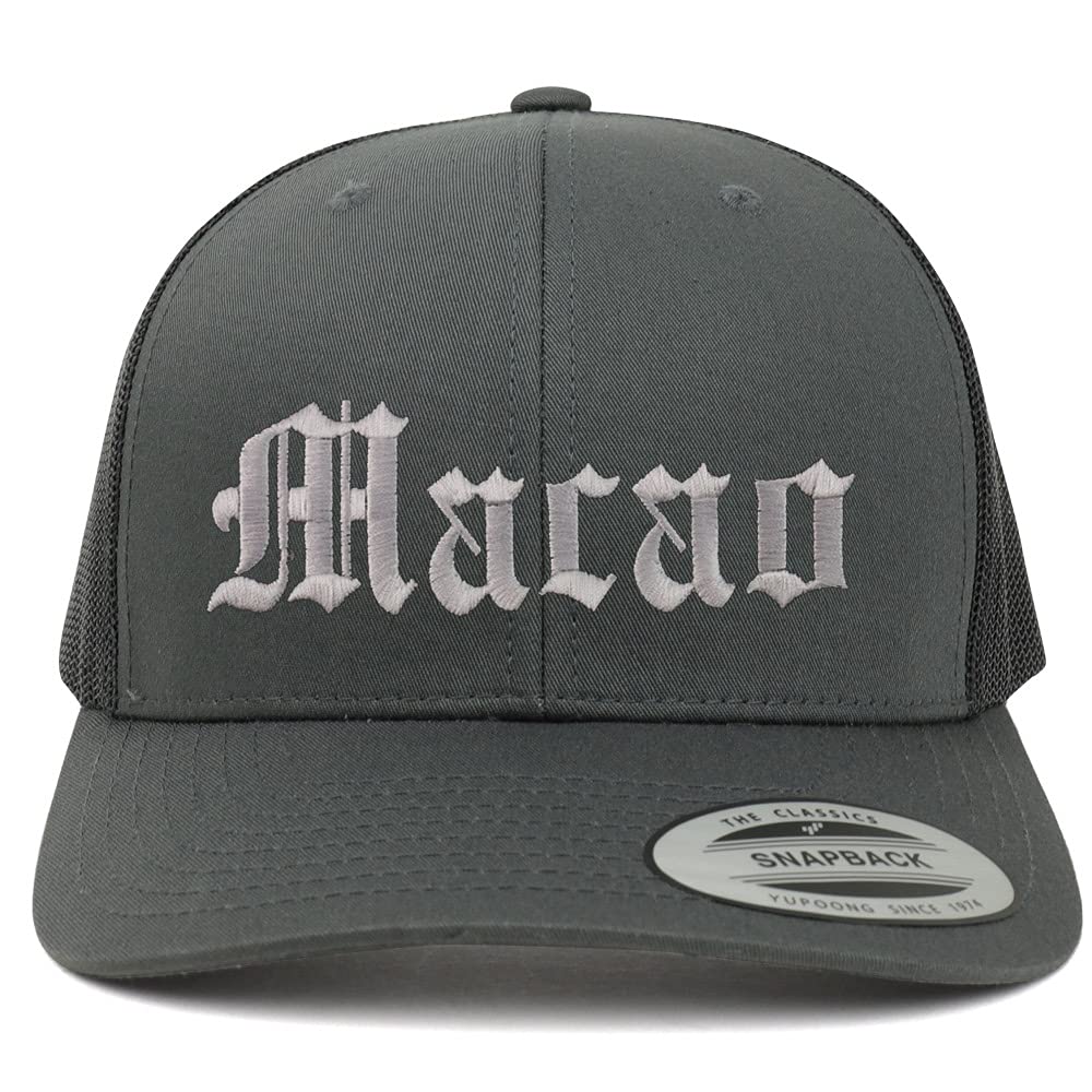 Trendy Apparel Shop Macao Old English 6 Panel Trucker Mesh Cap