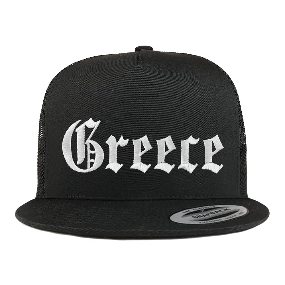 Trendy Apparel Shop Greece Old English 5 Panel Flatbill Trucker Cap