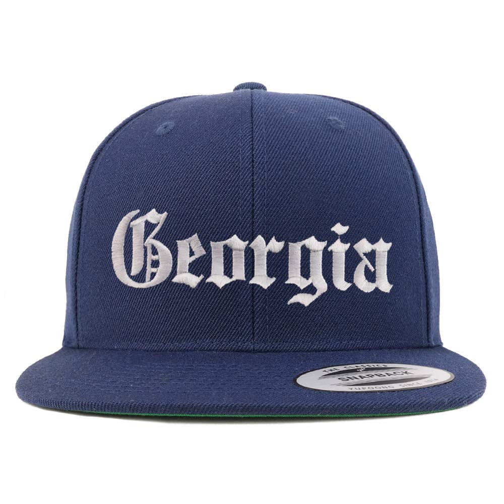 Trendy Apparel Shop Georgia State Old English Embroidered Flatbill Snapback