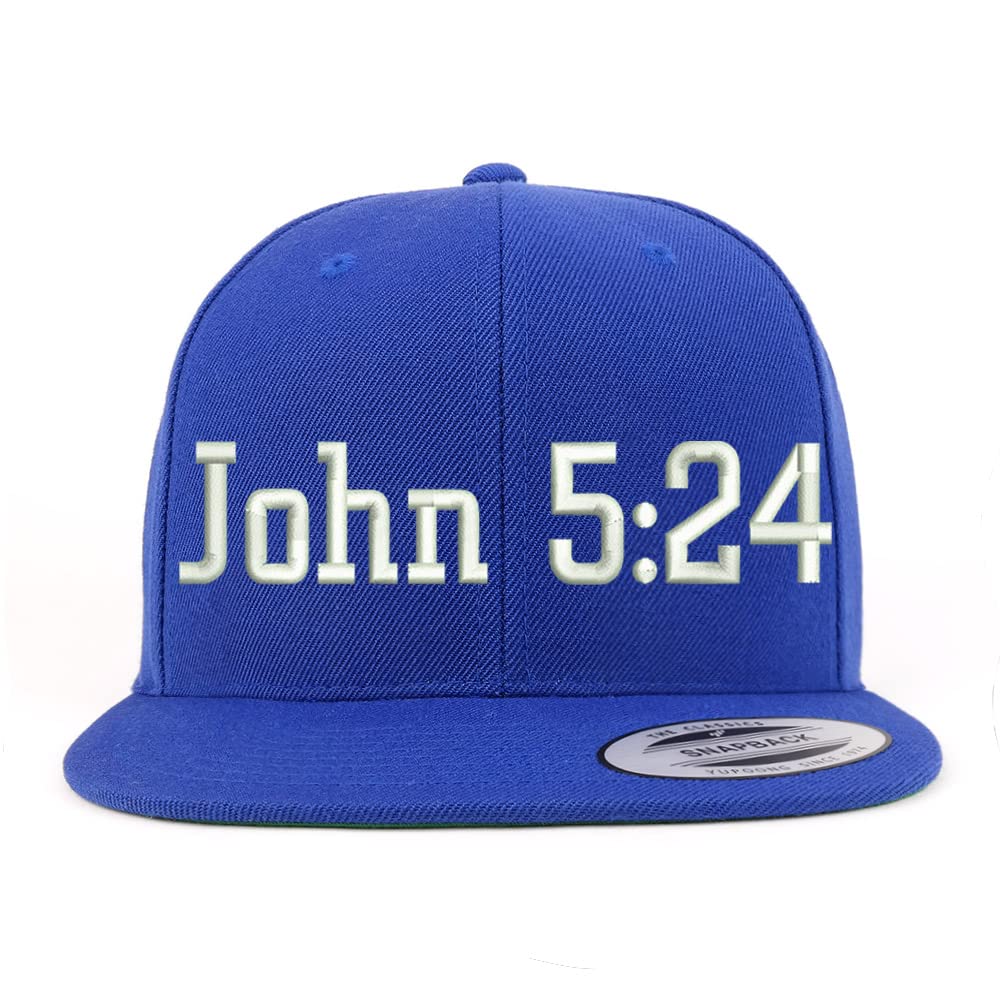 Trendy Apparel Shop John 5:24 Embroidered Flatbill Snapback