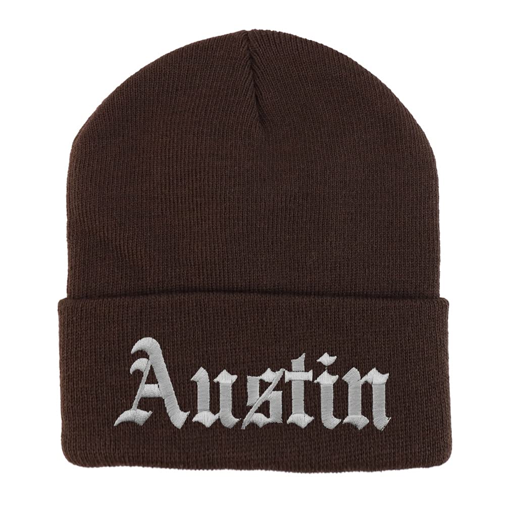 Trendy Apparel Shop Austin Old English Embroidered Long Cuff Beanie