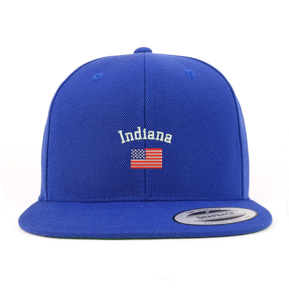 Trendy Apparel Shop Indiana USA Flag Embroidered Flatbill Snapback