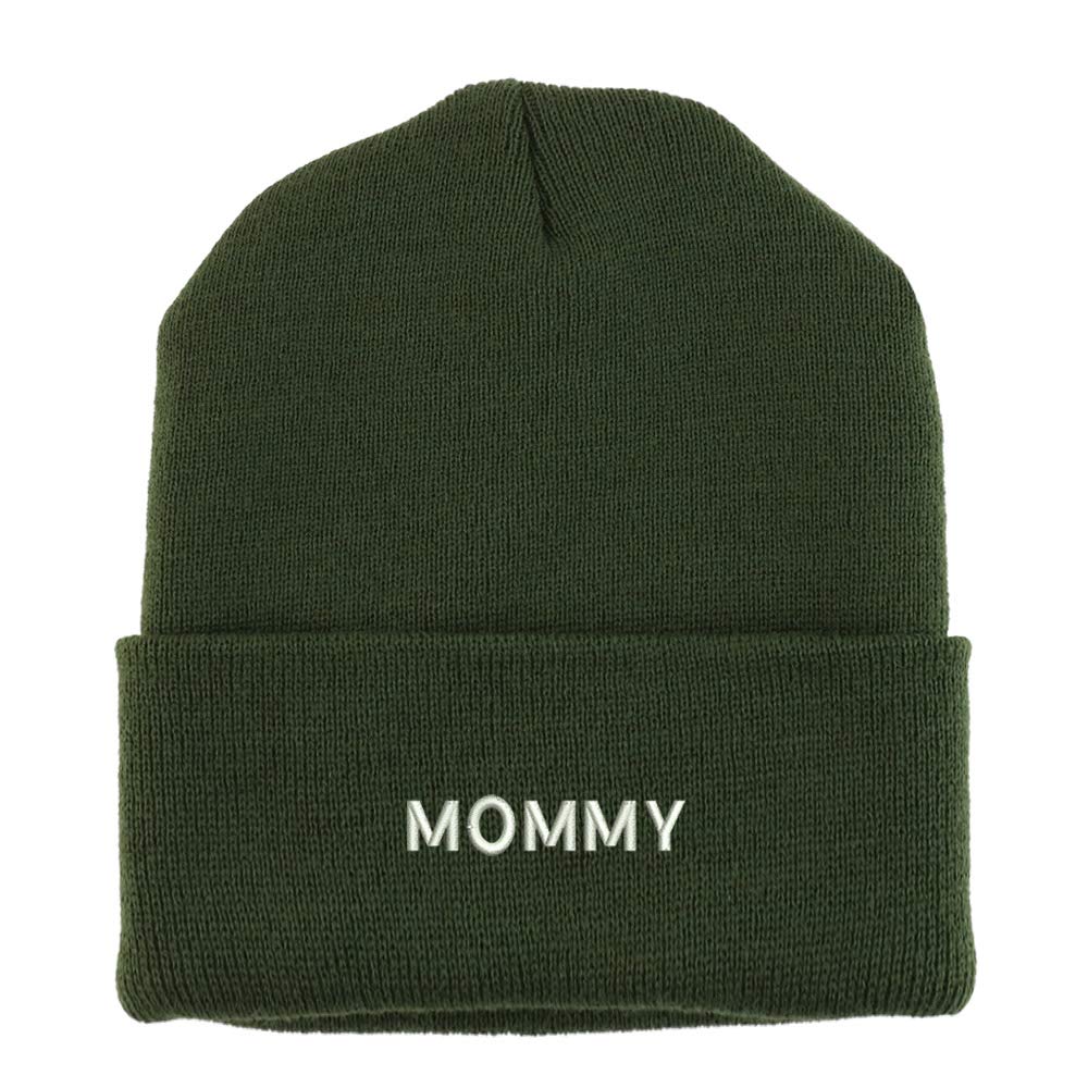 Trendy Apparel Shop Mommy Embroidered Made in USA Cuff Folded Acylic Knit Winter Beanie Hat