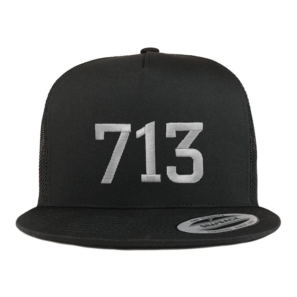 Trendy Apparel Shop Houston 713 Old English 5 Panel Flatbill Trucker Cap