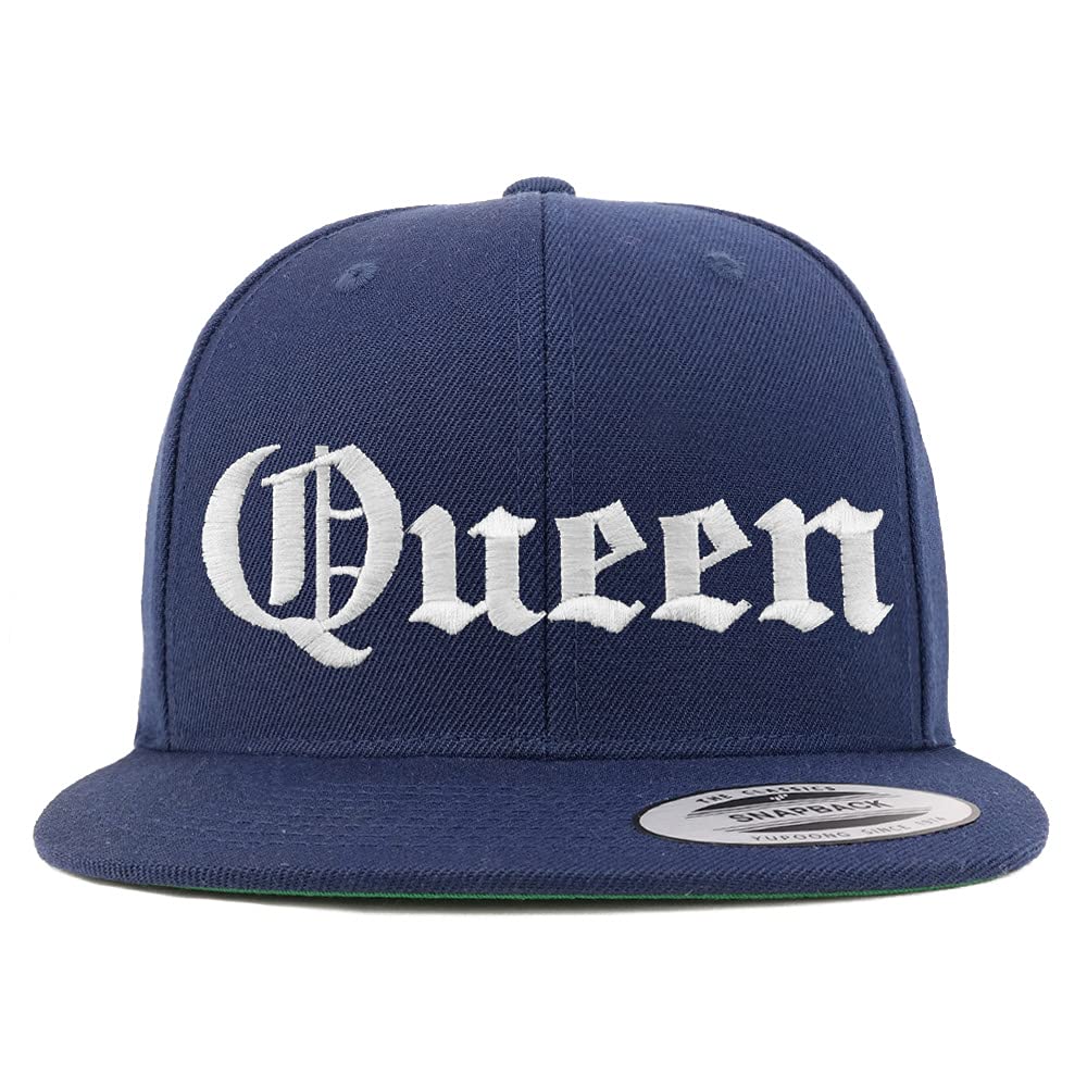 Trendy Apparel Shop Queen Old English Embroidered Flatbill Snapback