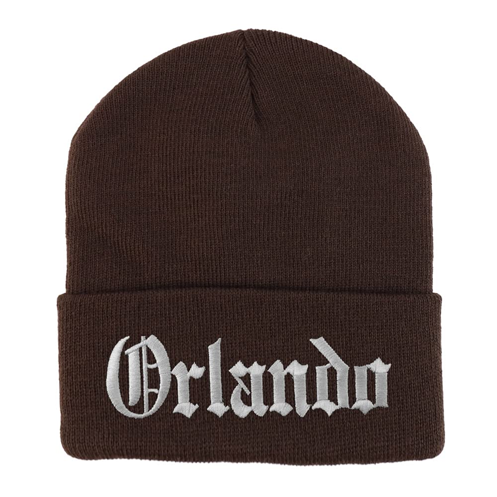 Trendy Apparel Shop Orlando Old English Embroidered Long Cuff Beanie
