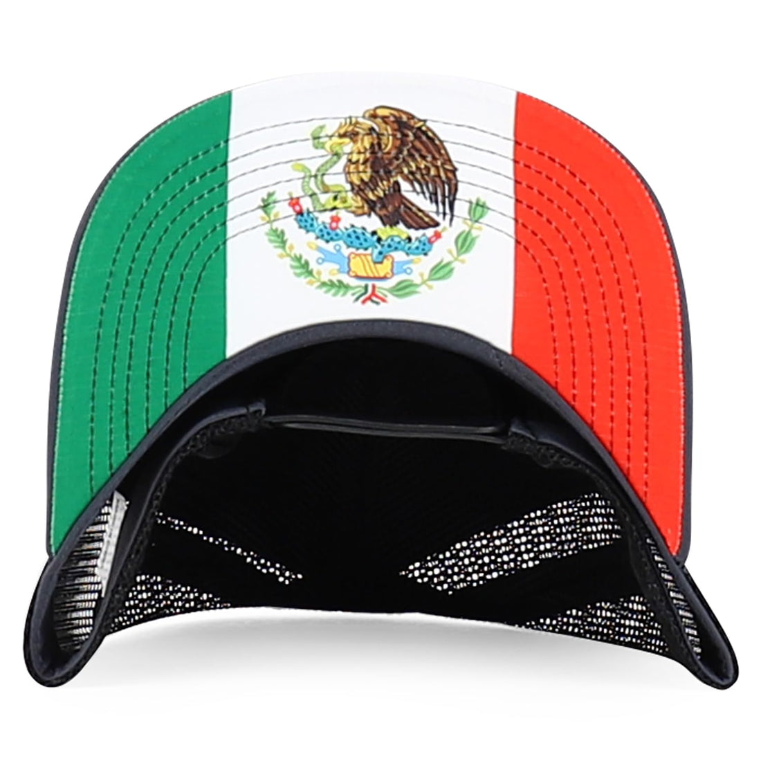 Trendy Apparel Shop 5 Panel Structured Trucker Cap with Mexico Flag Design Undervisor