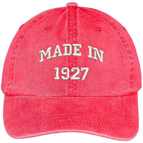 Trendy Apparel Shop Made in 1927-92nd Birthday Embroidered Washed Cotton Baseball Cap