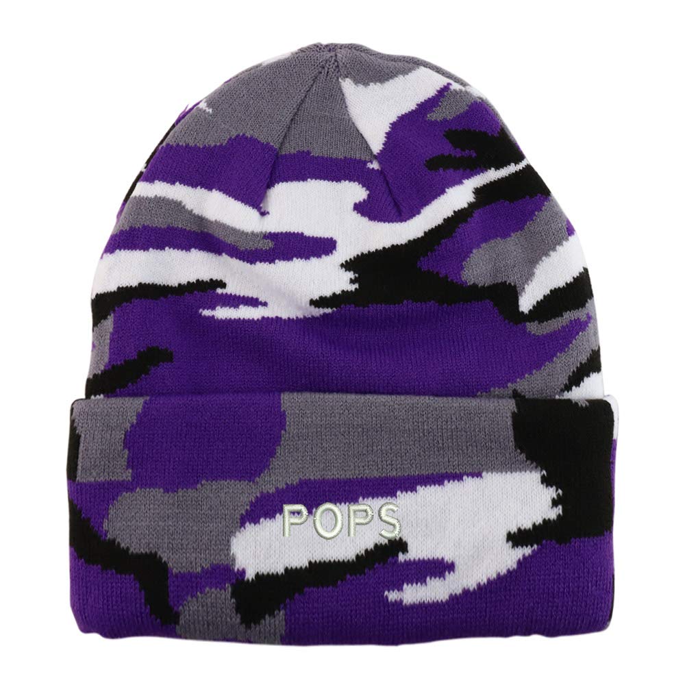 Trendy Apparel Shop Pops Embroidered Made in USA Camo Beanie