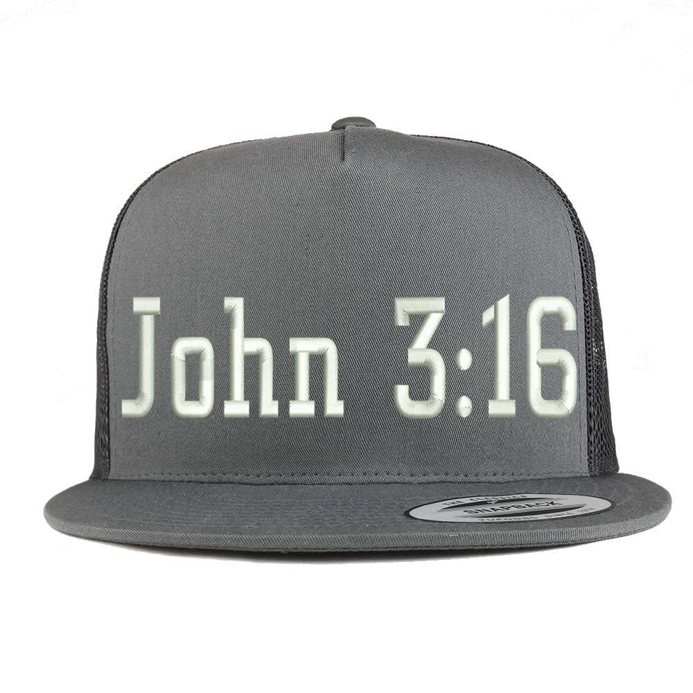Trendy Apparel Shop John 3:16 5 Panel Flatbill Trucker Cap