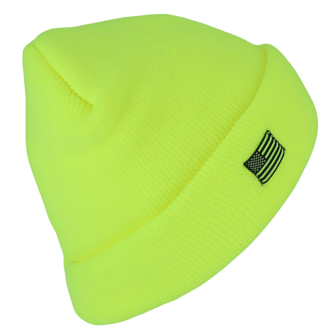 Trendy Apparel Shop Heavy Duty USA Flag Solid Cuffed Beanie with Thinsulate
