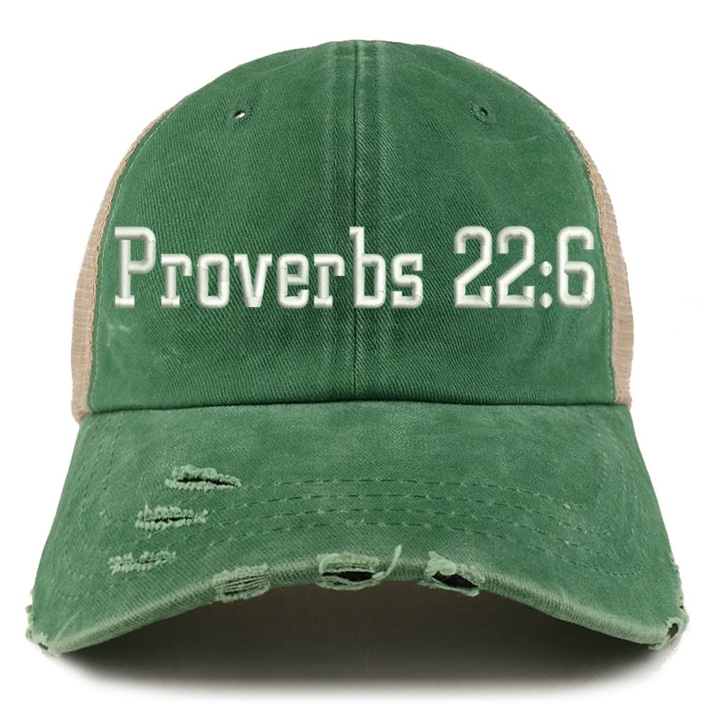 Trendy Apparel Shop Proverbs 22: 6 Frayed Bill Trucker Mesh Back Cap