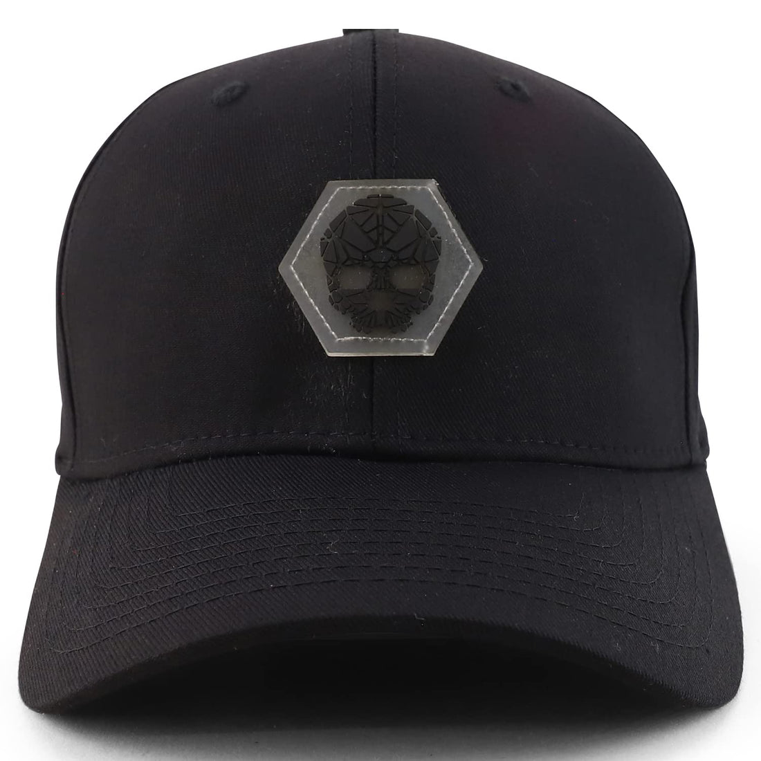 Trendy Apparel Shop Skull Rubber Patch Structured Fitted Baseball Cap