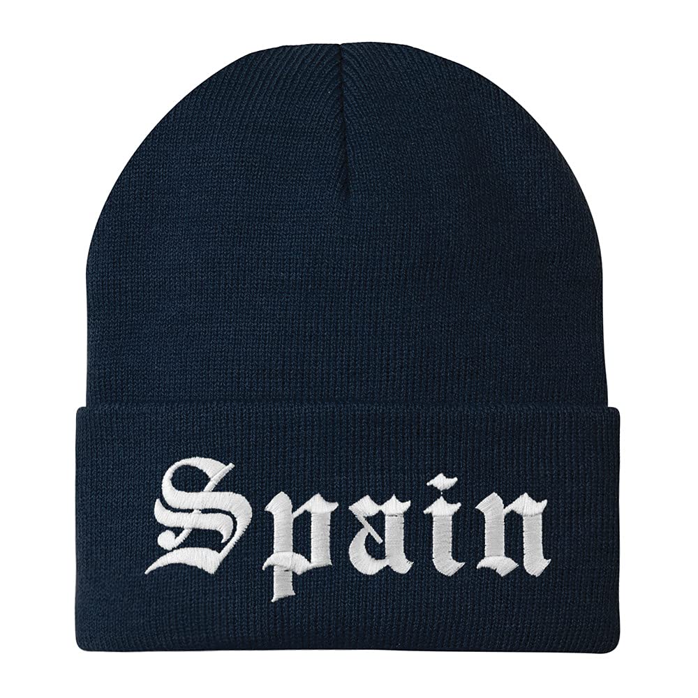Trendy Apparel Shop Spain Old English Embroidered Long Cuff Beanie